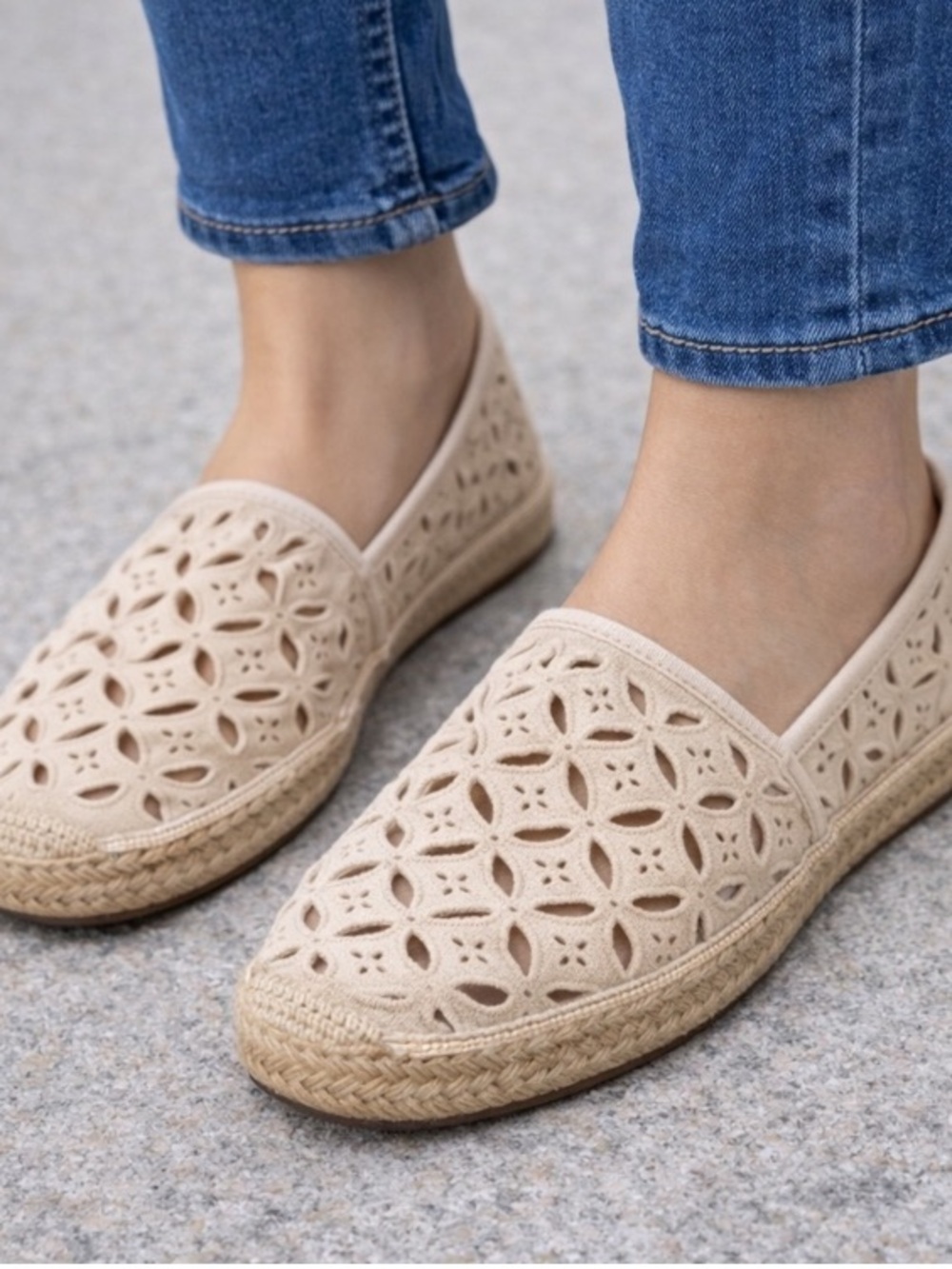 Michael Kors Darci Cutout Espadrilles Tan Beige Boho Summer Flats - Size 7